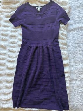 Liz Claiborne Deep Purple Short-Sleeve Midi Dress